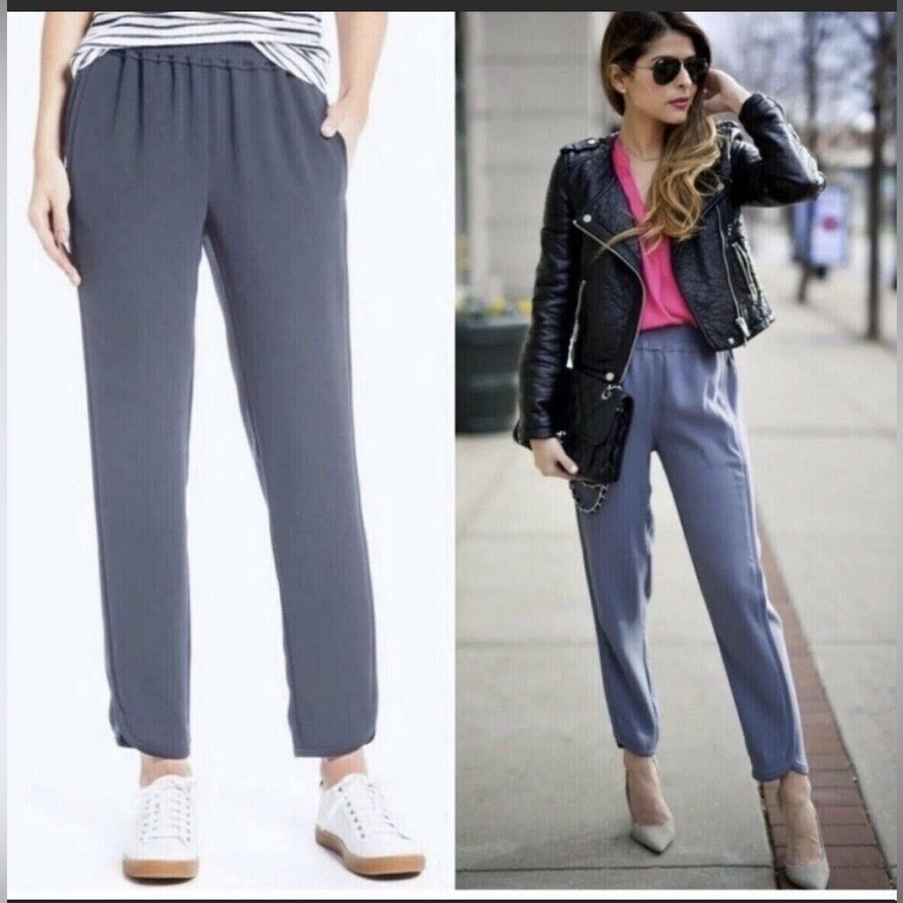 J.Crew Reese Pant, pull on elastic waist, blue grey. Sz 12
